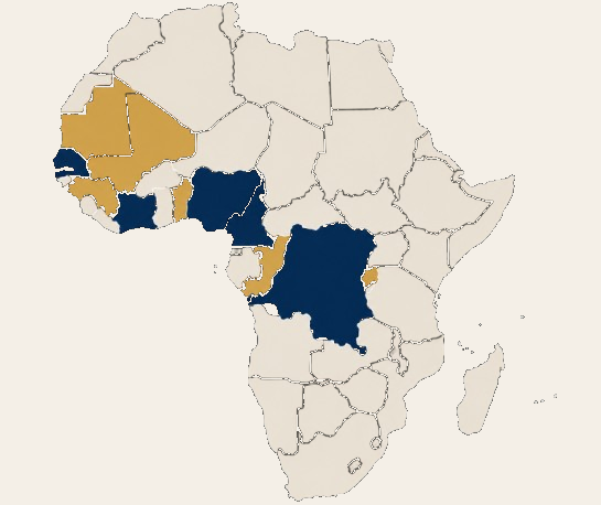 Map of Africa highlighting ALGO & Partners' reach